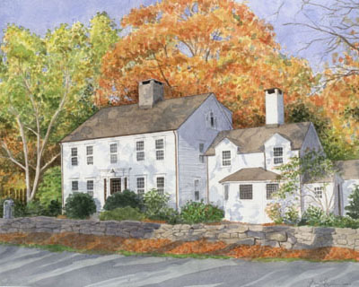 watercolor of an antique home