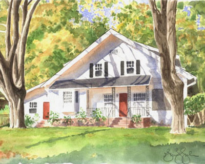 watercolor of an antique home